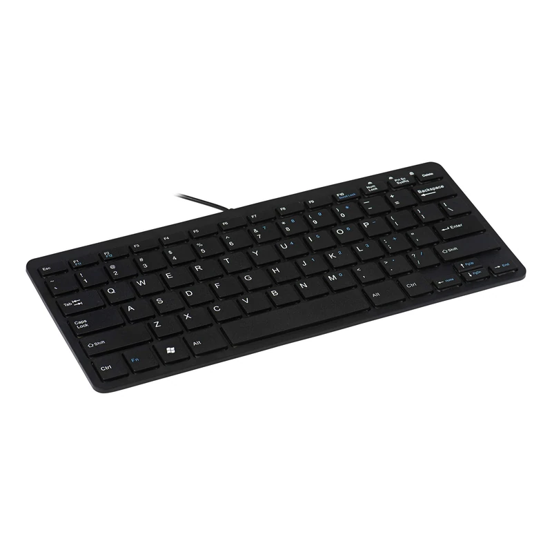 R-Go Tools Compact Keyboard, Ergonomic Flat Design, Wired, QWERTZ (DE), Support Windows/Mac/Linux - Black