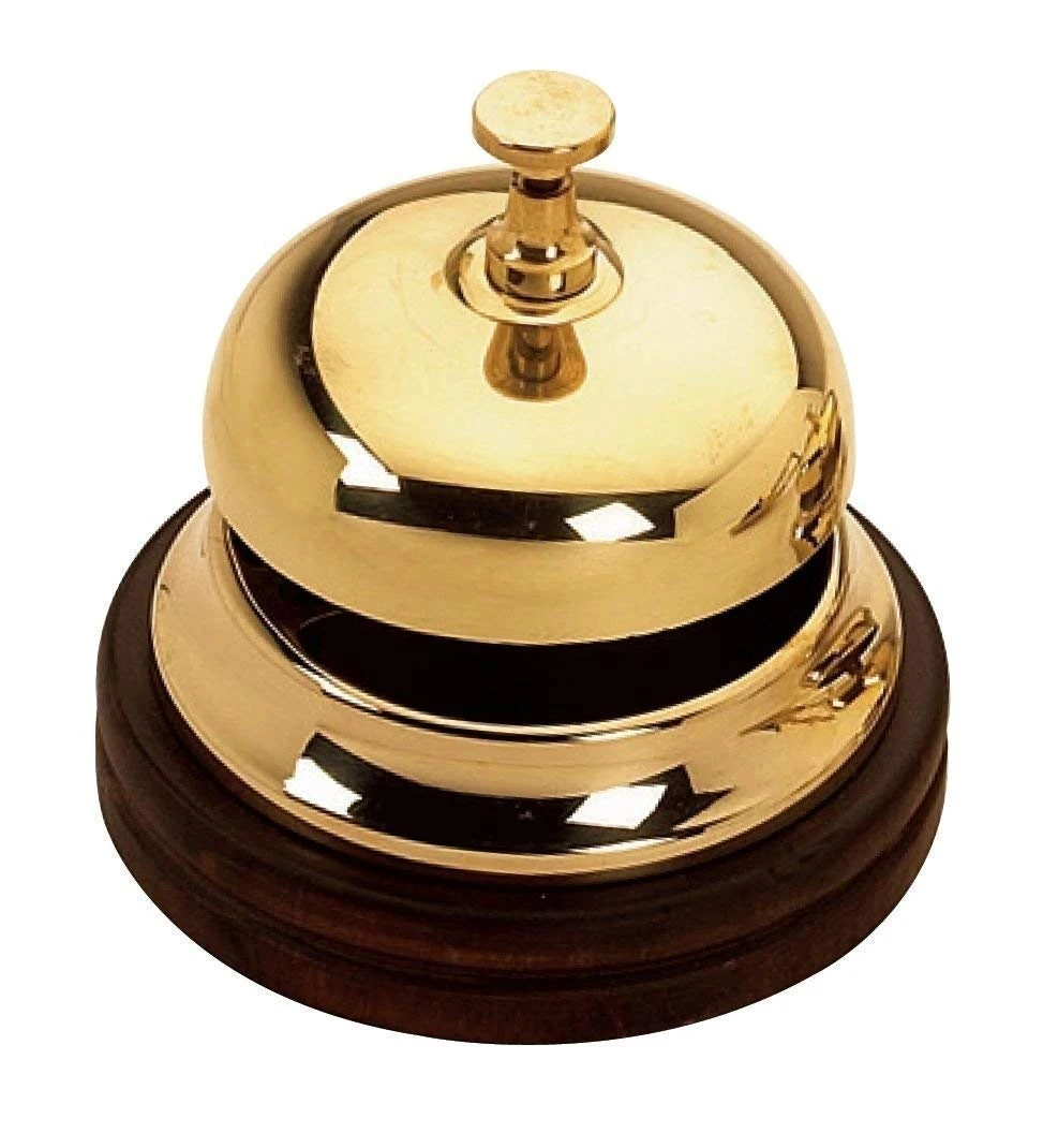 arterameferro Hotel Reception Bell in Brass with Wooden Base