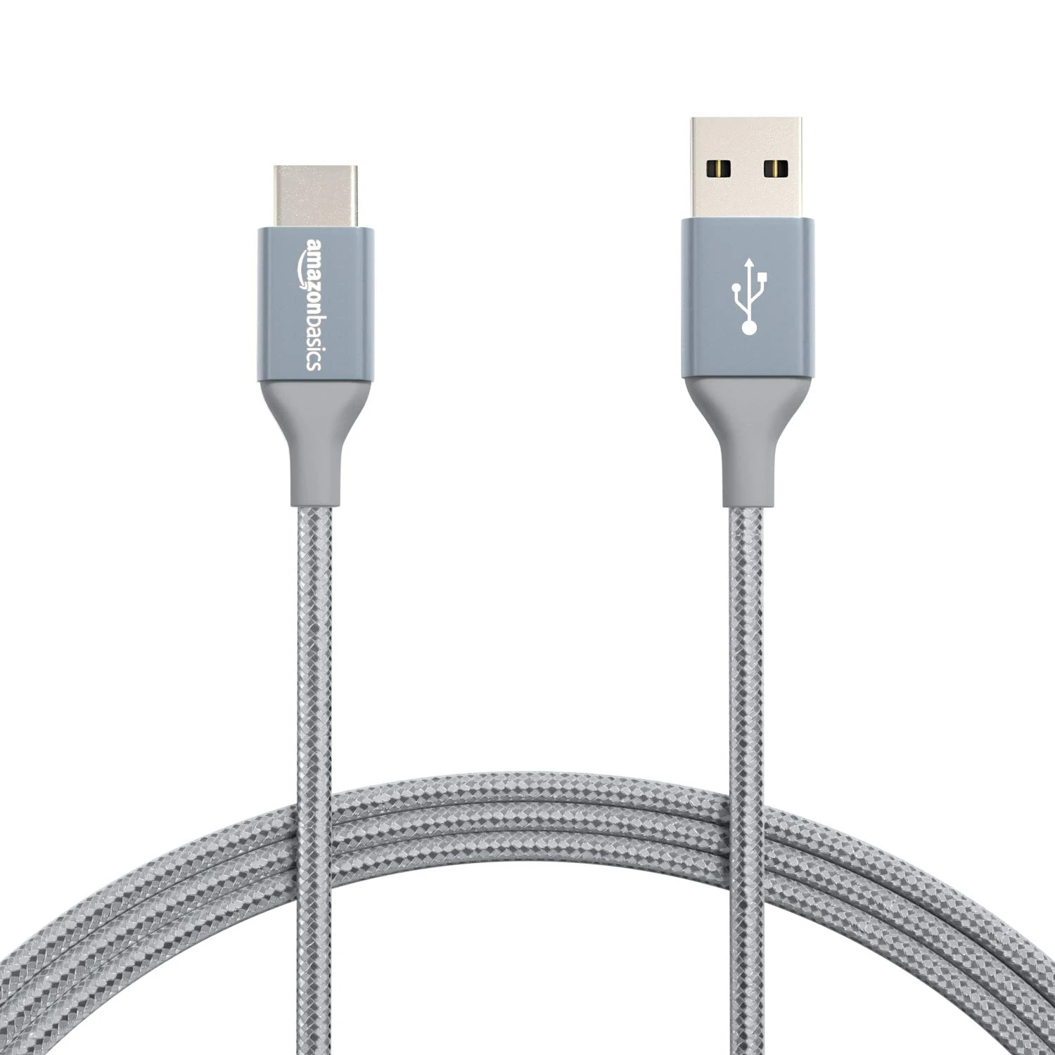 Amazon Basics USB-C to USB-A 2.0 Fast Charger Cable, Nylon Braided Cord, 480Mbps Speed, USB-IF Certified, for Apple iPhone 16/15, iPad, Samsung Galaxy, Tablets, Laptops, 1.82 m, Dark Grey