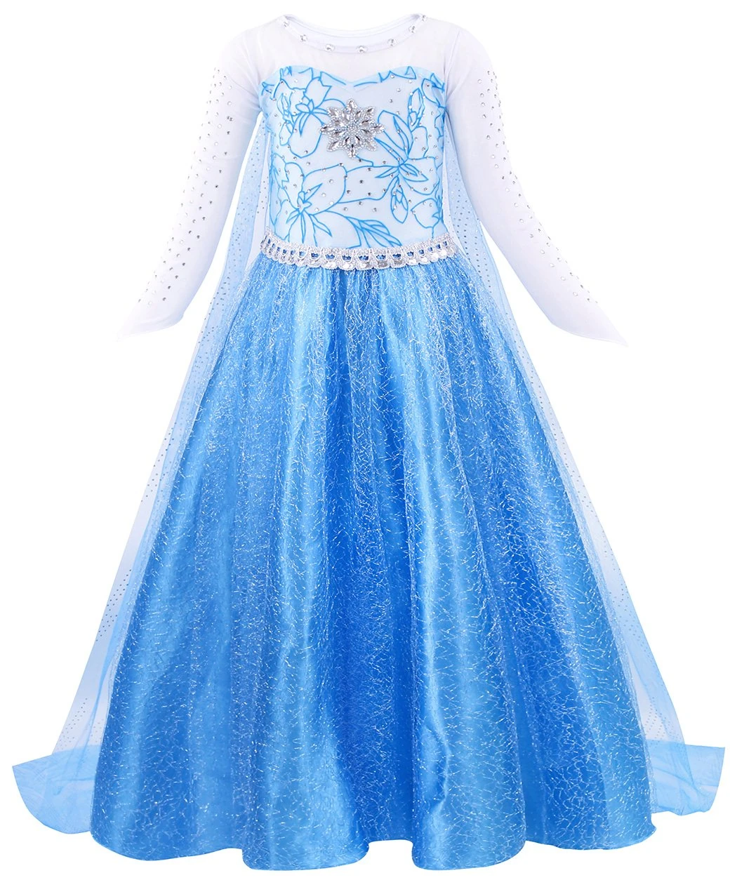 AmzBarley Girls Snow Queen Princess Dress Kids Halloween Cosplay Dressing up Costume Child Birthday Party Pageant Movie Role Play, 2-3 Years, Blue 02