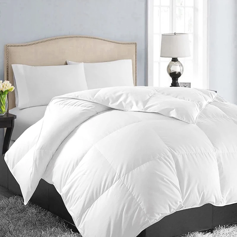 EASELAND All Season King Size Soft Quilted Down Alternative Comforter Reversible Duvet Insert with Corner Tabs,Winter Summer Warm Fluffy Hypoallergenic,White,90x102 inches