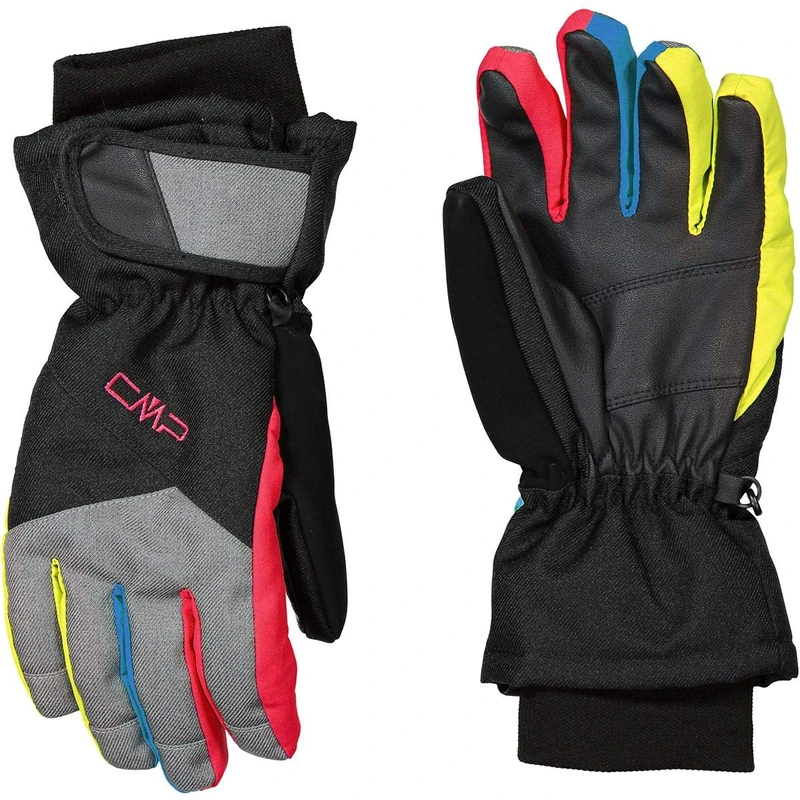 CMP - Kids Twill Ski Gloves, Black-B.Jewel-Strawberry, 4.5