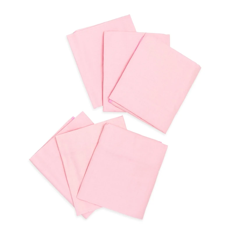 Ti TIN Pack of 6 Flat Sheets 100% Cotton Pink 53 x 132 cm