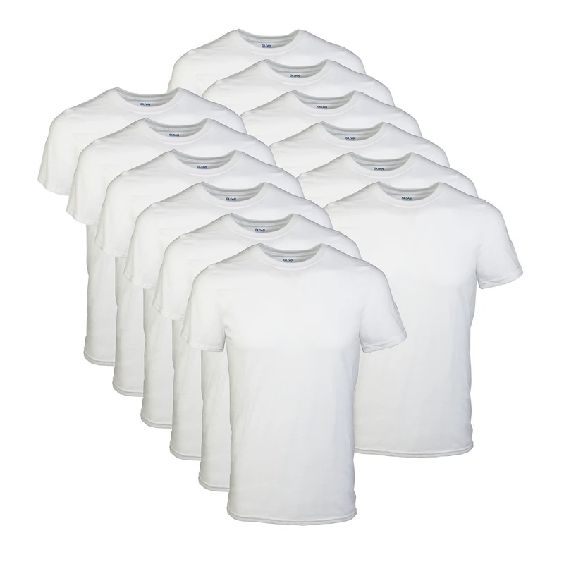 GILDAN Men's Crew T-shirts, Multipack Underwear, White (12-pack), L UK