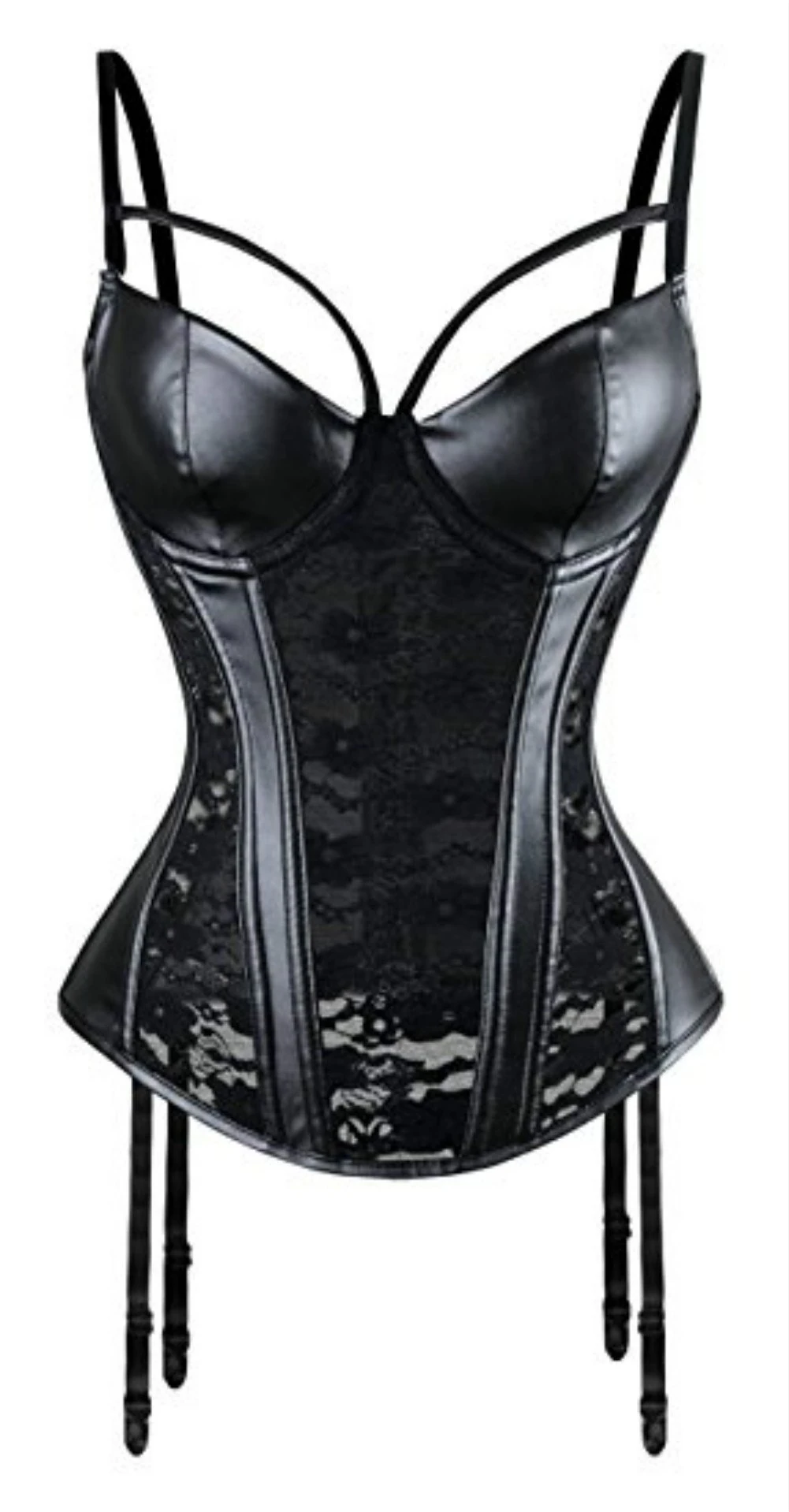 Kelvry Women's Basque Steampunk Gothic Boned Waist Cincher Bustier Corset Clubwear with Suspenders Size S-6XL
