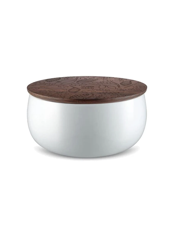 Alessi MW62L 2 W Ahhh, Scented candle, vegetable-based wax. Porcelain bowl and wooden lid. Ahhh fragrance. 21 oz.
