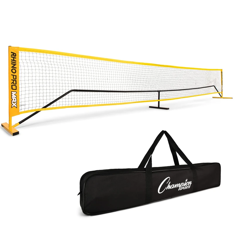 Champion Sports Portable Volleyball Net: Adjustable 18 Foot Racquet Sport, Tennis, Badminton, and Game Net - Yellow