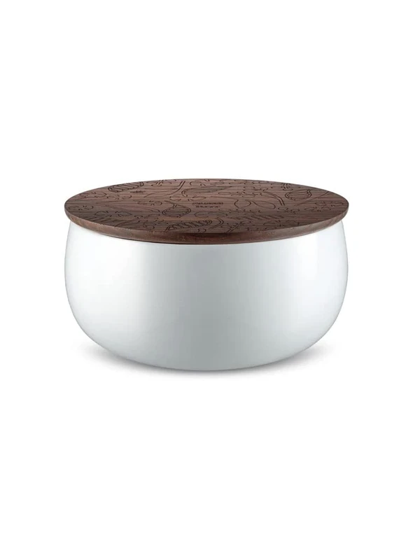 Alessi MW62L 1 W Brrr, Scented candle, vegetable-based wax. Porcelain bowl and wooden lid. Brrr fragrance. 21 oz.