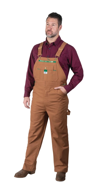 Liberty Walls Men's Duck Bib Overalls, Pecan, 40W x 28L