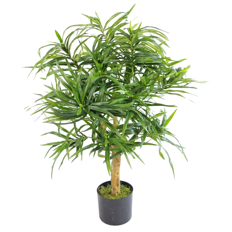 Leaf Artificial Ficus Tree/Plant, Wood, Green Dracaena, 100cm
