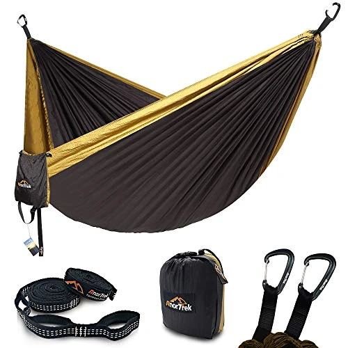 Anortrek Camping Hammock, Camping Essential, Lightweight Portable Hammock with Tree Straps, Suitable for Outdoor, Hiking, and Travel, Single or Double Nylon Breathable Hammock