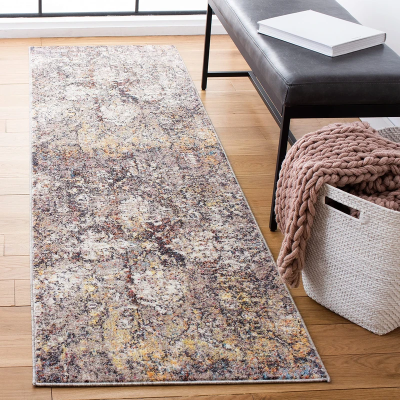 Safavieh Trendy New Transitional Indoor Woven Runner Area Rug, Bristol Collection, BTL487, in Blue / Grey, 69 X 244 cm for Living Room, Bedroom or Any Indoor Space
