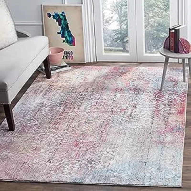 SAFAVIEH Trendy New Transitional Rug for Living Room, Dining Room, Bedroom - Bristol Collection, Short Pile, in Pink and Multi, 155 X 229 cm