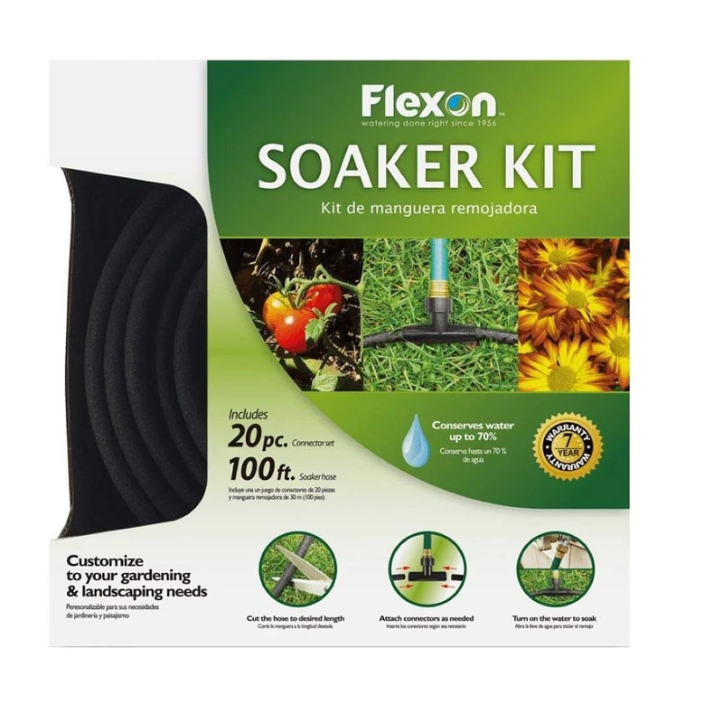 Flexon WS100KITCN 20-Piece Soaker Hose Kit, 100-Foot, Black