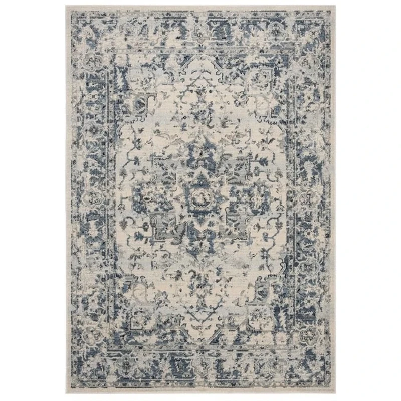 Safavieh Traditional Rug for Living Room, Dining Room, Bedroom - Charleston Collection, Short Pile, in Ivory and Blue, 160 X 230 cm
