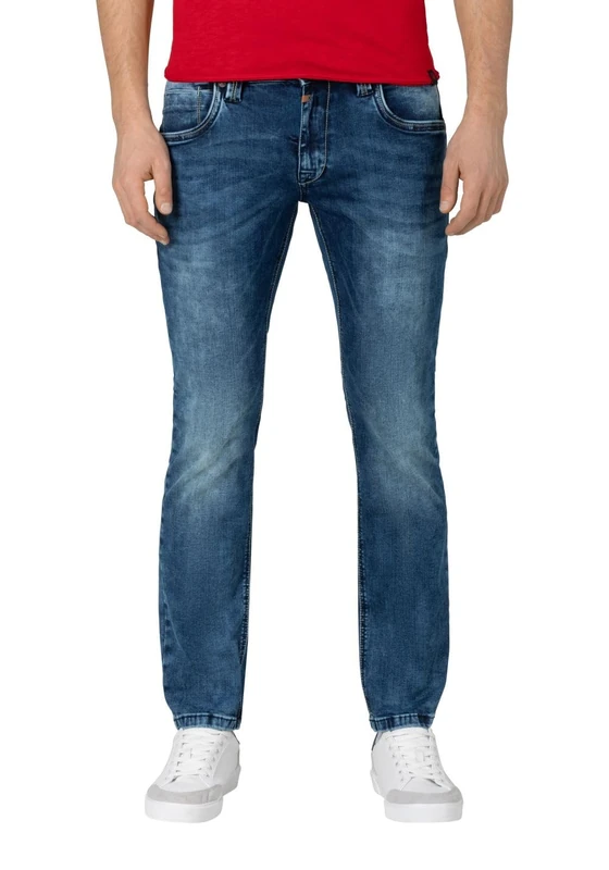 Timezone EDUARDOTZ Mid Waist Men's Slim Fit Jeans Blue W29-W40 Stretch, Blue (White Aged Wash 3201), 38 W/32 L