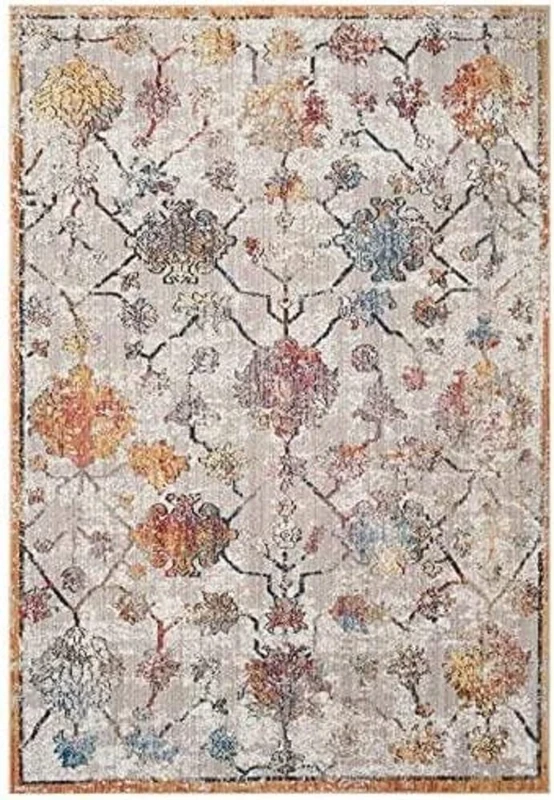 Safavieh Trendy New Transitional Indoor Woven Rectangle Area Rug, Bristol Collection, BTL444, in Grey / Orange, 122 X 183 cm for Living Room, Bedroom or Any Indoor Space