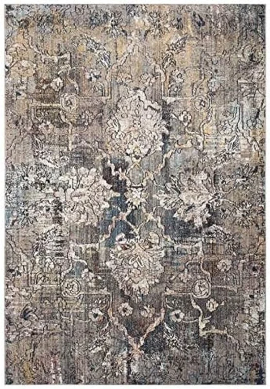 Safavieh Trendy New Transitional Indoor Woven Rectangle Area Rug, Bristol Collection, BTL487, in Blue / Grey, 155 X 229 cm for Living Room, Bedroom or Any Indoor Space