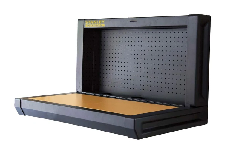 Stanley FMHT81528-1 Folding Workbench (Easy Wall Mounting, Space Saving up to 100kg Ideal for Garage 90 x 45cm with Hole Wall for Tool Hang