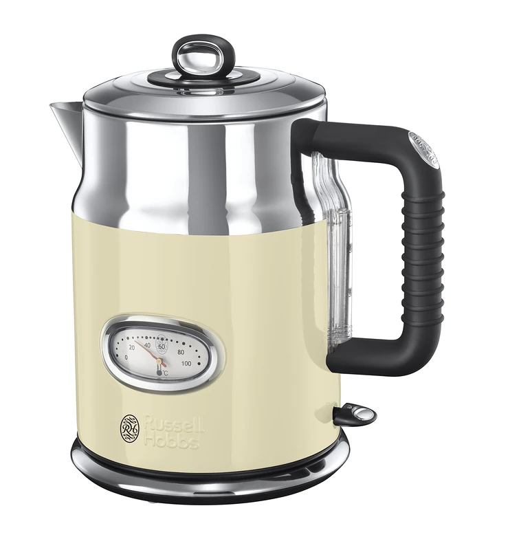 Russell Hobbs Electric Kettle (1.7L, Rapid Boil function, Perfect Pour Spout, Stainless Steel accents, Retro design, Removable washable filter, Water temperature & level indicator, Cream) Retro 21672 - Image 1