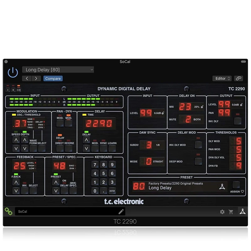 TC Electronic TC2290-DT Legendary Dynamic Delay Plug-in with Optional Hardware Desktop Controller and Signature Presets, Compatible with PC and Mac