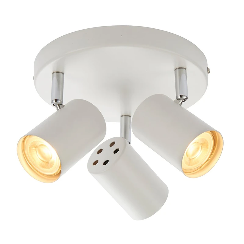 Arezzo Modern 3 Way Decorative Matt White Finish GU10 LED Compatible Round Adjustable Dimmable Ceiling Spotlight - Image 1