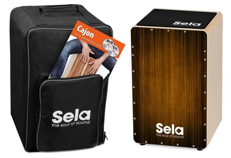 Sela SE 147 NL Varios Brown Cajon Set with backpack, cajon pad, Dutch cajon method, CD and DVD