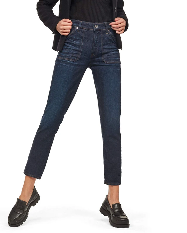 G-Star Women's Midge Worker High Waist Straight Ankle Jeans, Blue (clean dk aged D11256-A670-6526), 24W / 30L - Image 1