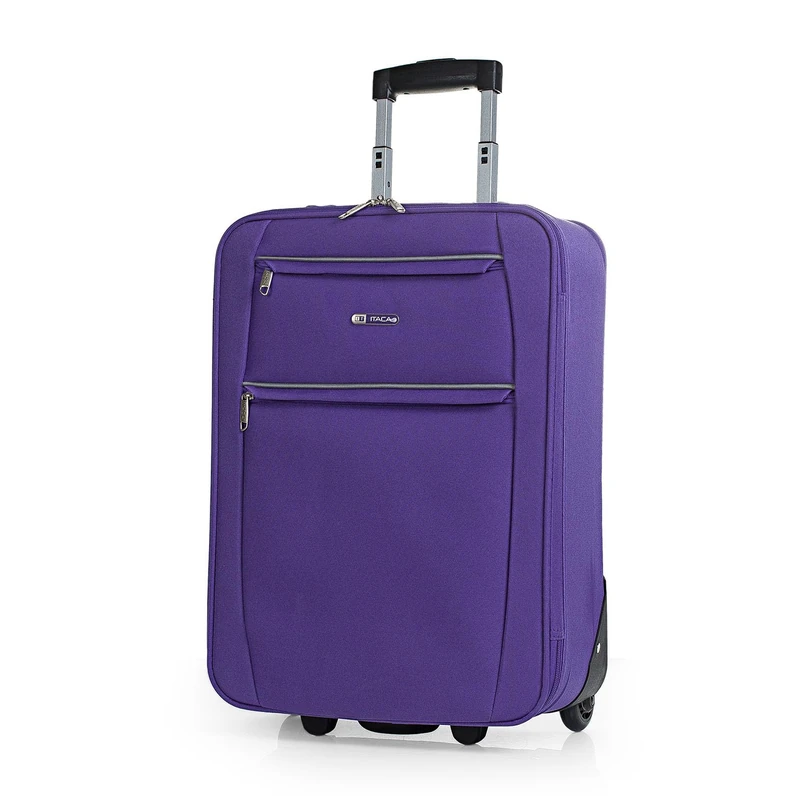 ITACA - Trolley Suitcase, 50 cm, Cabin, EVA Polyester. Hand Luggage. Half-Rigid, Resistant and Light. Telescopic Handle, 2 Handles and 2 Wheels. Low Cost Flights T71950, Color Purple - Image 1
