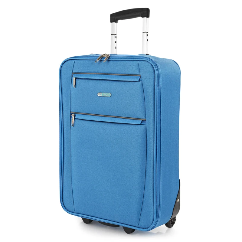 ITACA - Trolley Suitcase, 50 cm, Cabin, EVA Polyester. Hand Luggage. Half-Rigid, Resistant and Light. Telescopic Handle, 2 Handles and 2 Wheels. Low Cost Flights T71950, Color Blue Jeans