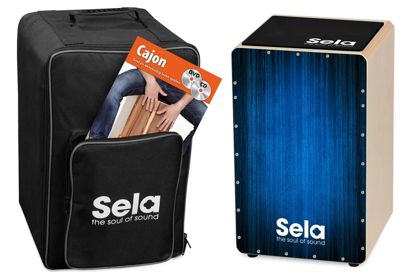 Sela SE 148 NL Varios Blue Cajon Set with backpack, cajon pad, Dutch cajon method, CD and DVD