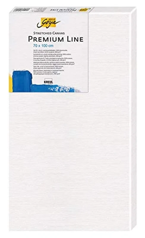 KREUL Solo Goya 5070100 Stretched Canvas Premium Line Stretcher Frame 70 x 100 cm Premium Quality Cotton Canvas 4-Ply Primed Ideal for Oil, Acrylic and Gouache Paints