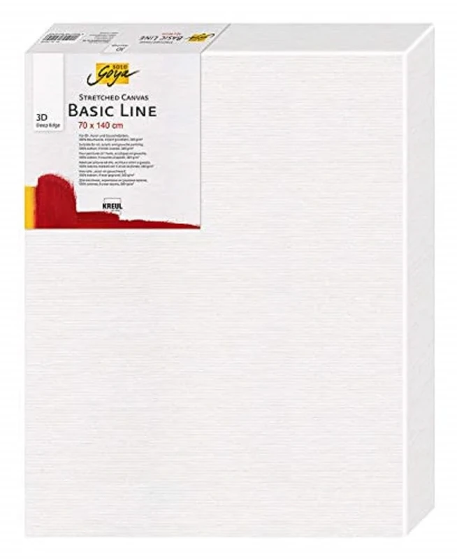 KREUL Solo Goya 6470140 3D Stretched Canvas Basic Line Stretcher Frame 70 x 140 cm Extra Deep Approx. 3.8 cm 100% Cotton 4-Ply Primed Ideal for Oil, Acrylic and Gouache Paints