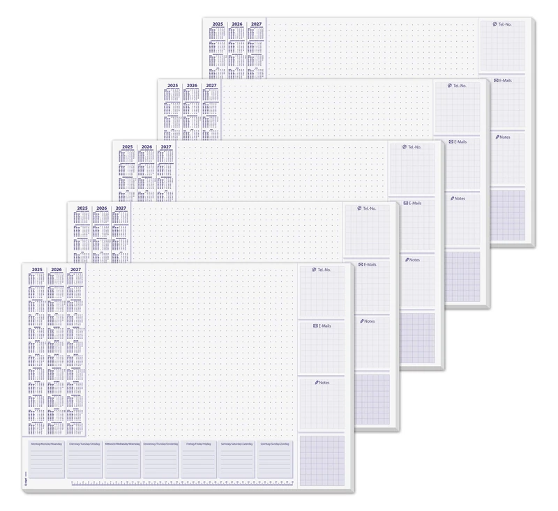 SIGEL HO355 Paper Desk Pad, with 3-year calendar und weekly planner, A2 (59.5 x 41 cm), 80 gsm, 30 sheets, 5 pcs.