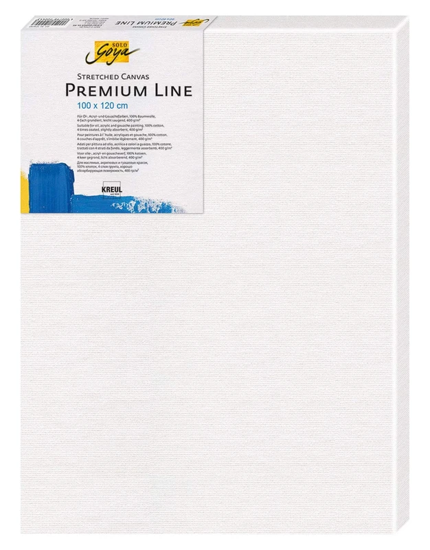 Kreul Solo Goya Stretched Line, Stretcher Frame in Premium Quality, Canvas Made of Cotton 4 Layers Primed, Ideal for Oil, Acrylic and Gouache Paints, Approx. 100 x 120 cm, White