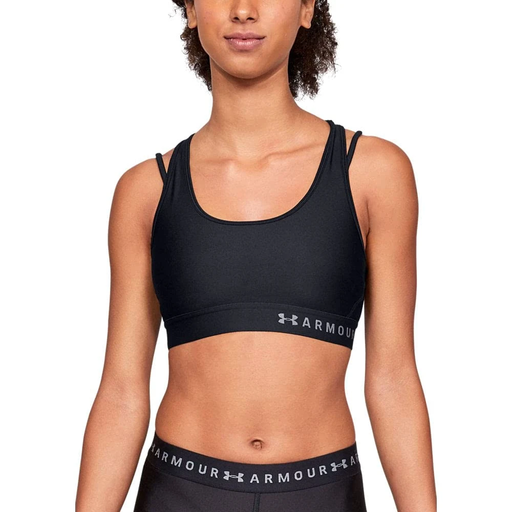 Under Armour Women Armour Mid Crossback Strappy Bra Sport Bra - Black/ (001), X-Small
