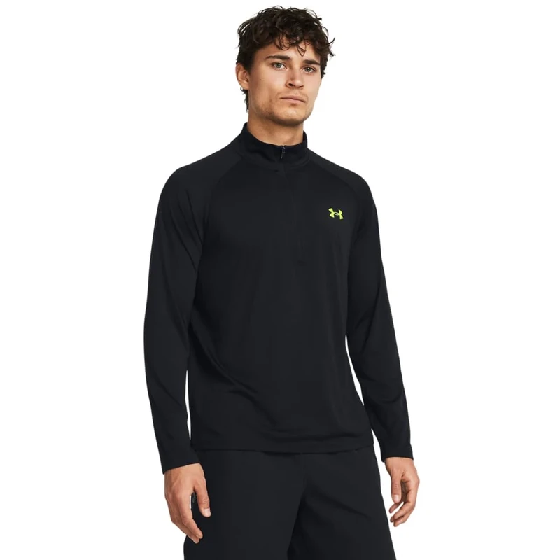 Under Armour Men's Tech 2.0 1/2 Zip-up Long Sleeve T-shirt Sweatshirt, Black, 3XL Tall