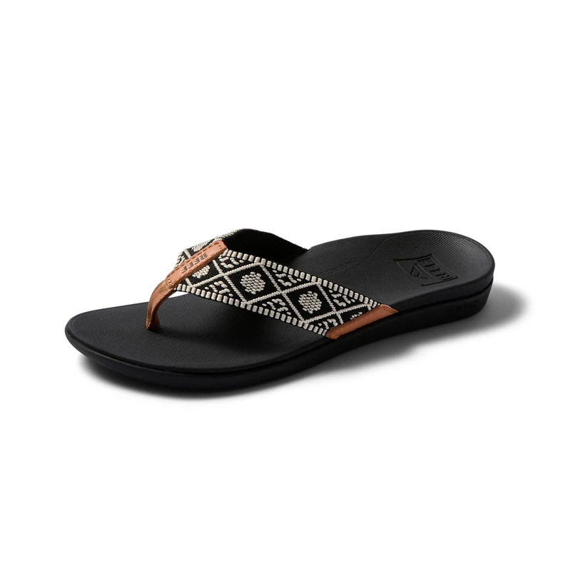Reef Ortho-Bounce Woven, Women’s Flip Flops, Black (Black/White BLW), 9 UK (42.5 EU) - Image 1