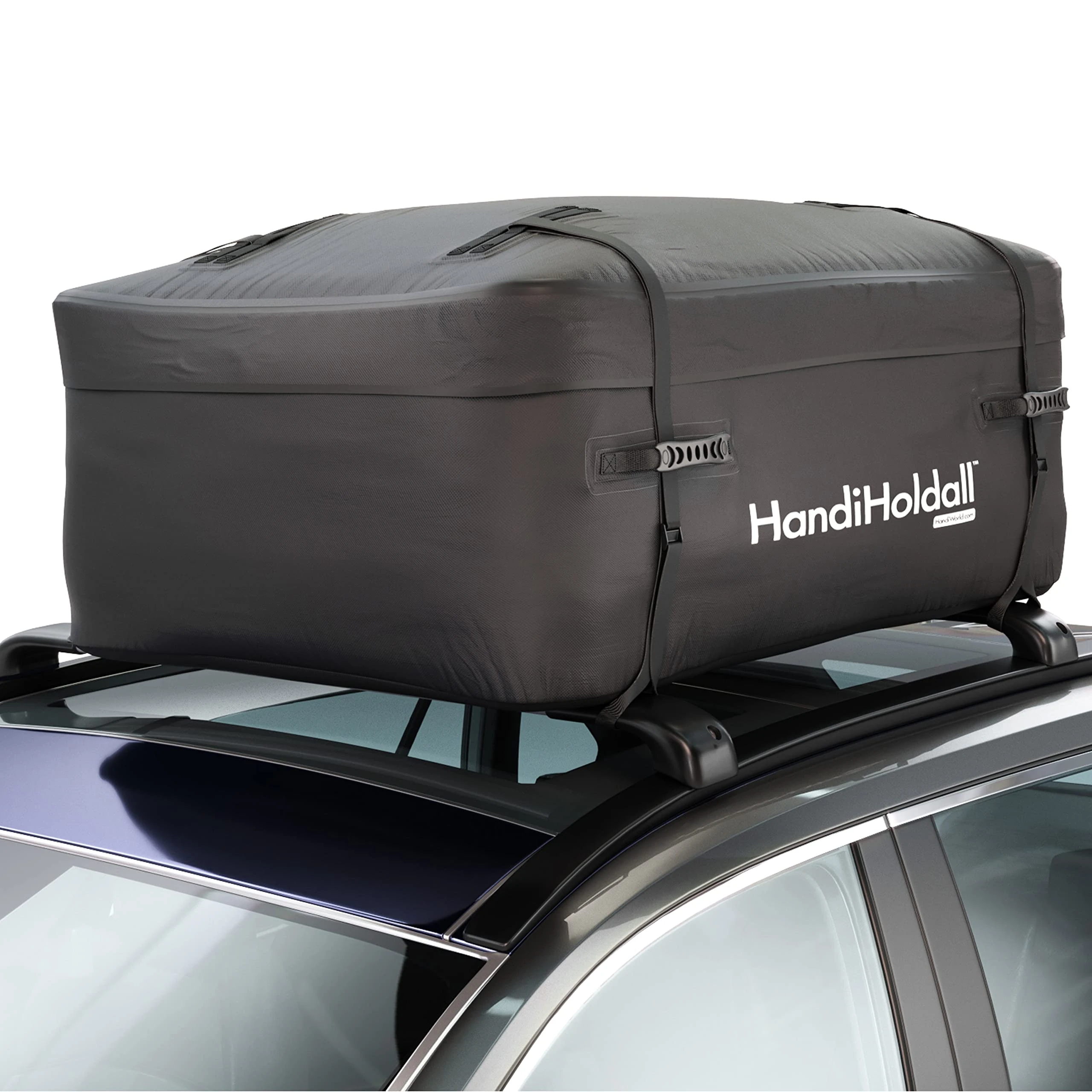 HandiHoldall XL 400L Waterproof Roof Bag / Top Box (Black) – Cargo Carrier with Foldable Solid Base