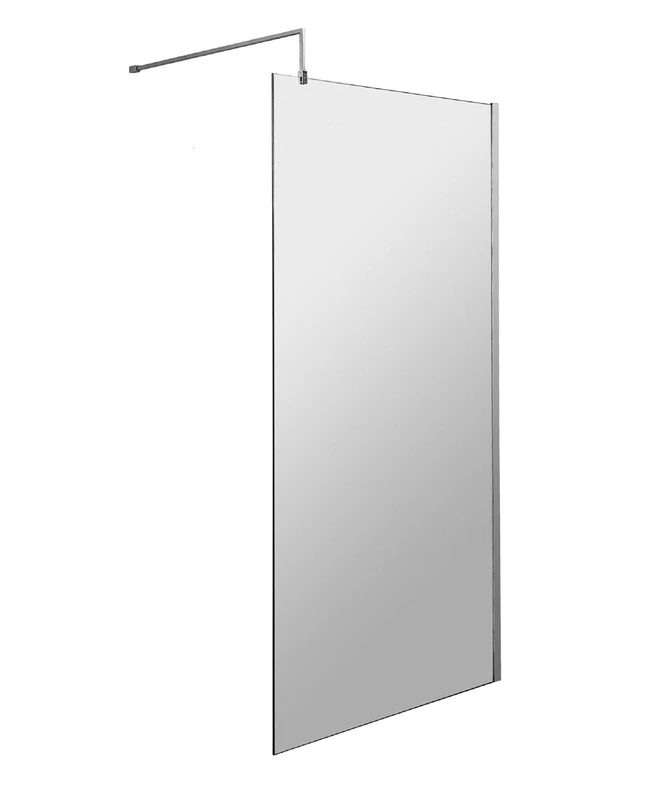 Nuie WRSC14 ǀ Modern Bathroom 8mm Toughened Safety Glass Wetroom Screen, 1400mm x 1850mm, Polished Chrome