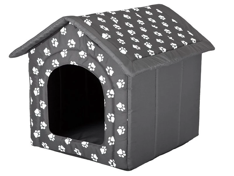 Hobbydog DOGGY R3 BUDSWL4 Doghouse R3 52 x 46 cm Grey with Paws, M, Grey, 1.100000000000001 kg