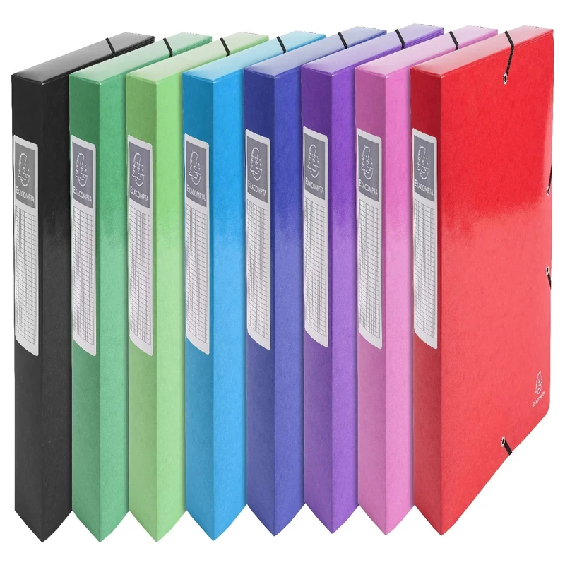 Exacompta - Ref 50629E - Iderama Collection - Filing Box - 240 x 320mm in Size, Suitable for Holding A4 Documents, 60mm Spine, Spine Label - Assorted Colours (Pack of 8)