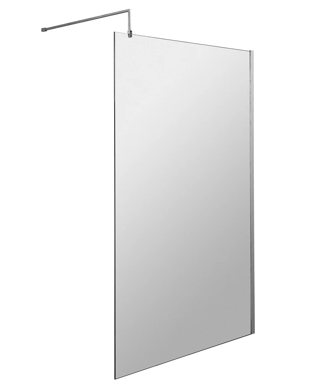 Nuie WRSC12 ǀ Modern Bathroom 8mm Toughened Safety Glass Wetroom Screen, 1200mm x 1850mm, Polished Chrome
