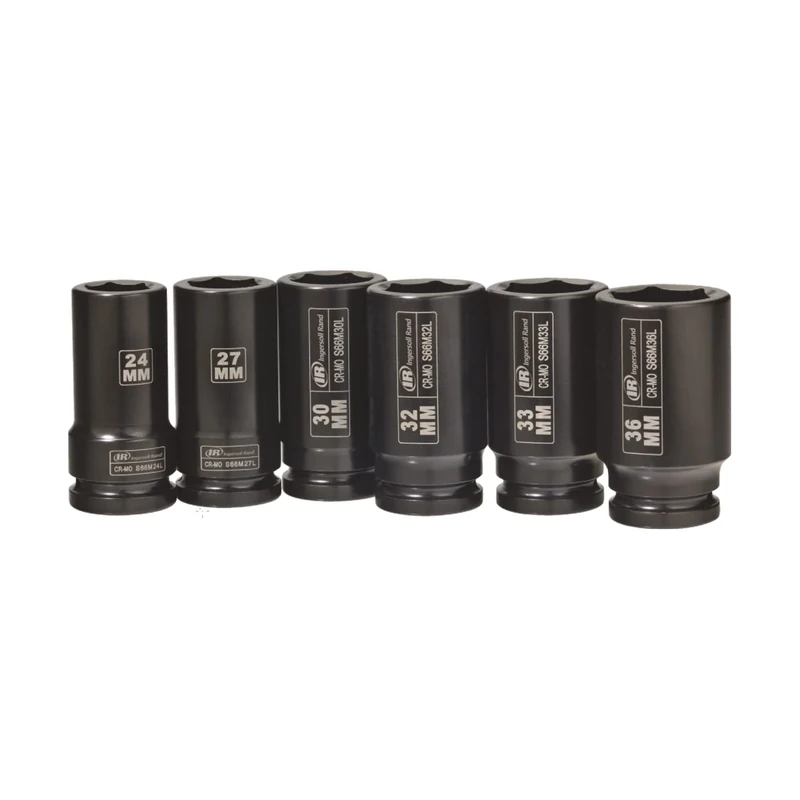 Ingersoll Rand Impact Socket Set SK6M6LN, 3/4 Inch Deep Impact Sockets Universal Metric Wrench, 6 Piece Kit