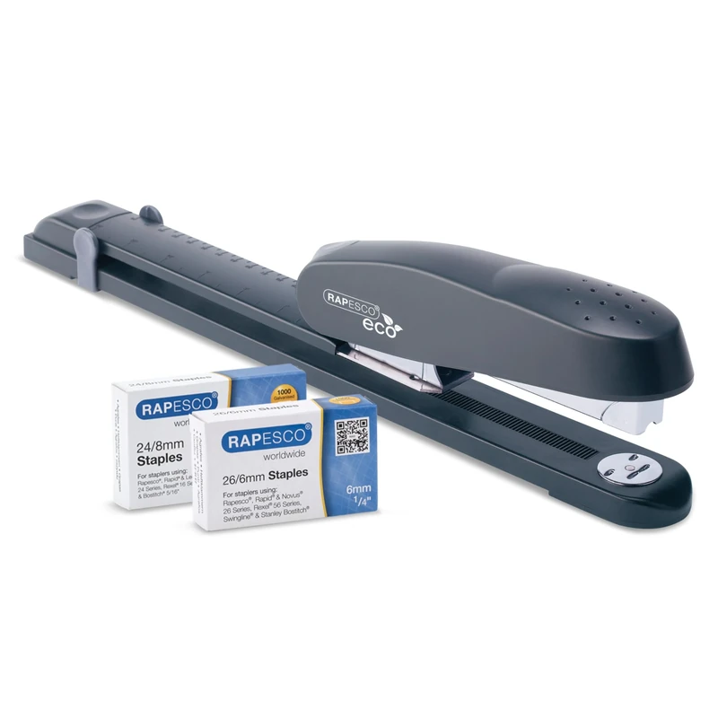 Rapesco 1480 ECO 790 Heavy Duty Long Arm Stapler with 2000 Staples, 50 Sheet Capacity, Charcoal