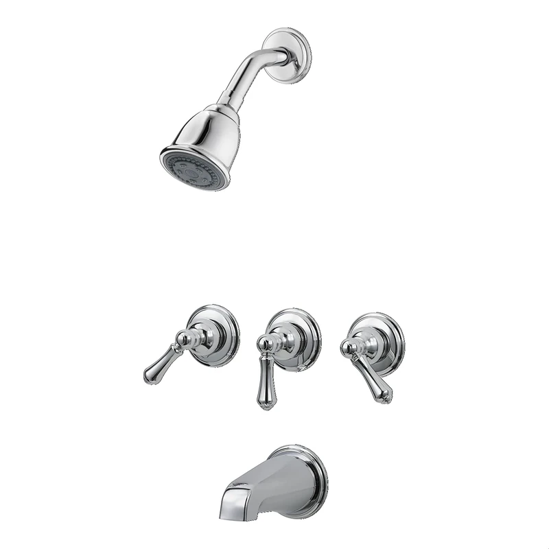 Pfister LG01-81BC 3 Tub & Shower Faucet with Metal Lever Handles, Polished Chrome