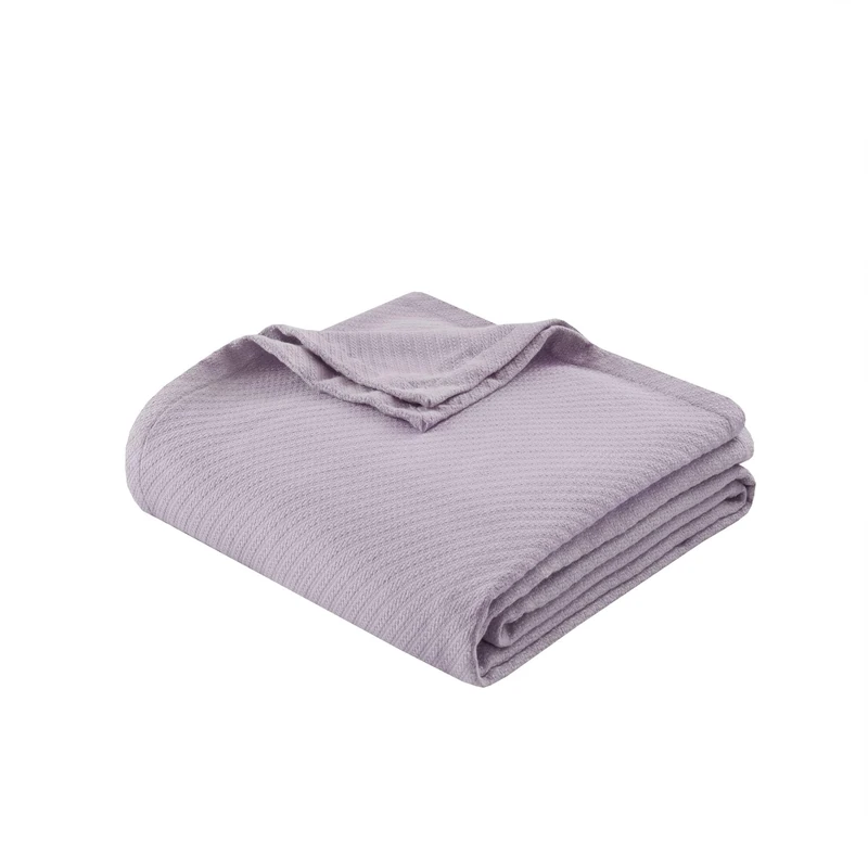 Madison Park Liquid Cotton Luxury Blanket Premium Soft Cozy 100% Ring Spun Cotton for Bed, Couch or Sofa, Full/Queen, Lilac