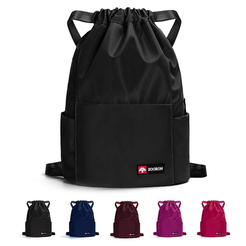 ZOORON Waterproof Drawstring Gym Backpack Bag for Men & Women, Sport Gym Sack Mini Travel Daypack - Image 1