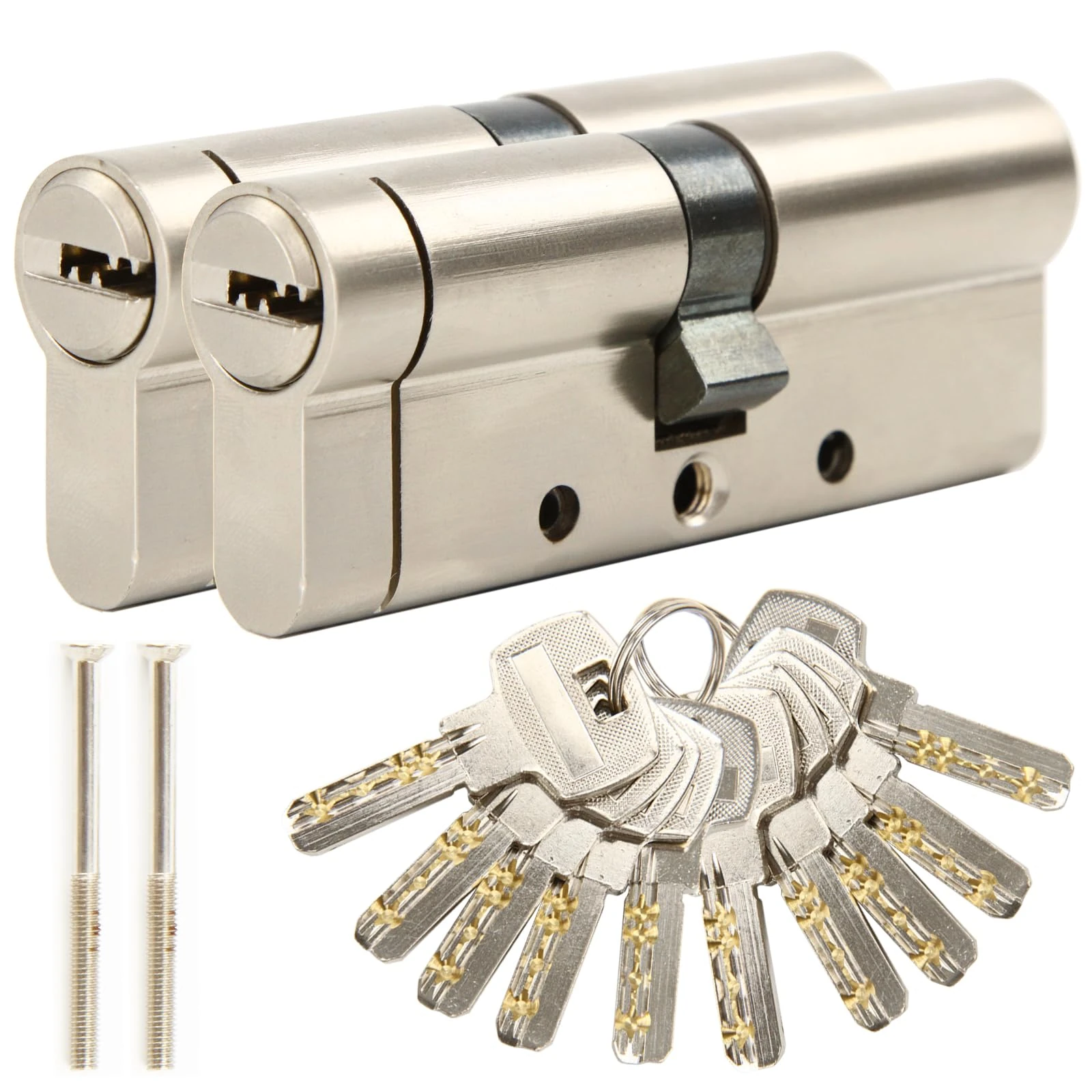 SEPOX® 2PCS Pack 90mm(45/45) Door Barrel Lock Euro Cylinder with Keys High Security Computer Key Different Anti Snap High Security Composite Door Barrel Profile Lock 90mm Overall