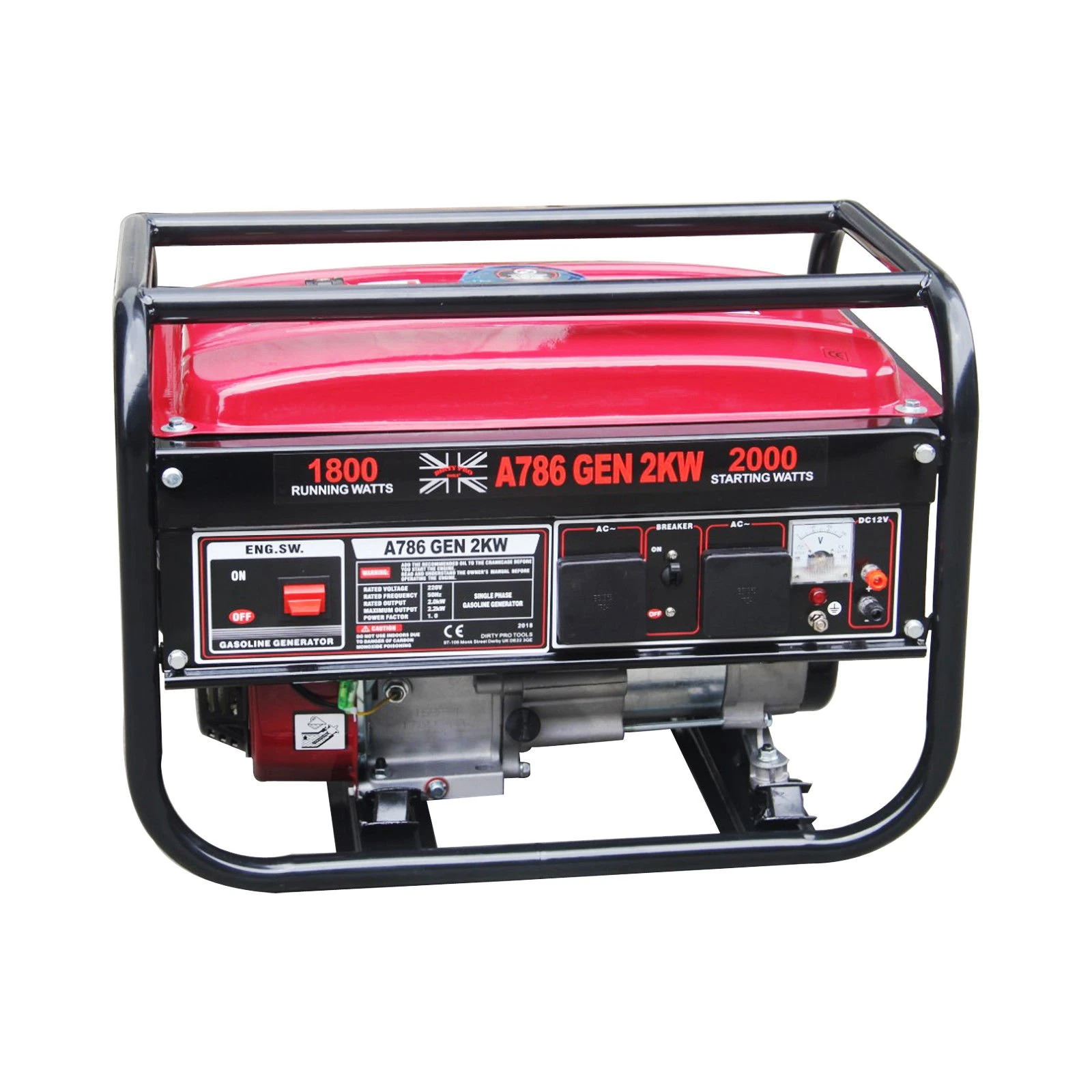 Dirty pro tools Petrol generator 2000 W copper motor 2 KVA/2KW 6.5HP DC Petrol Generator - 12V/50HZ UK PLUG